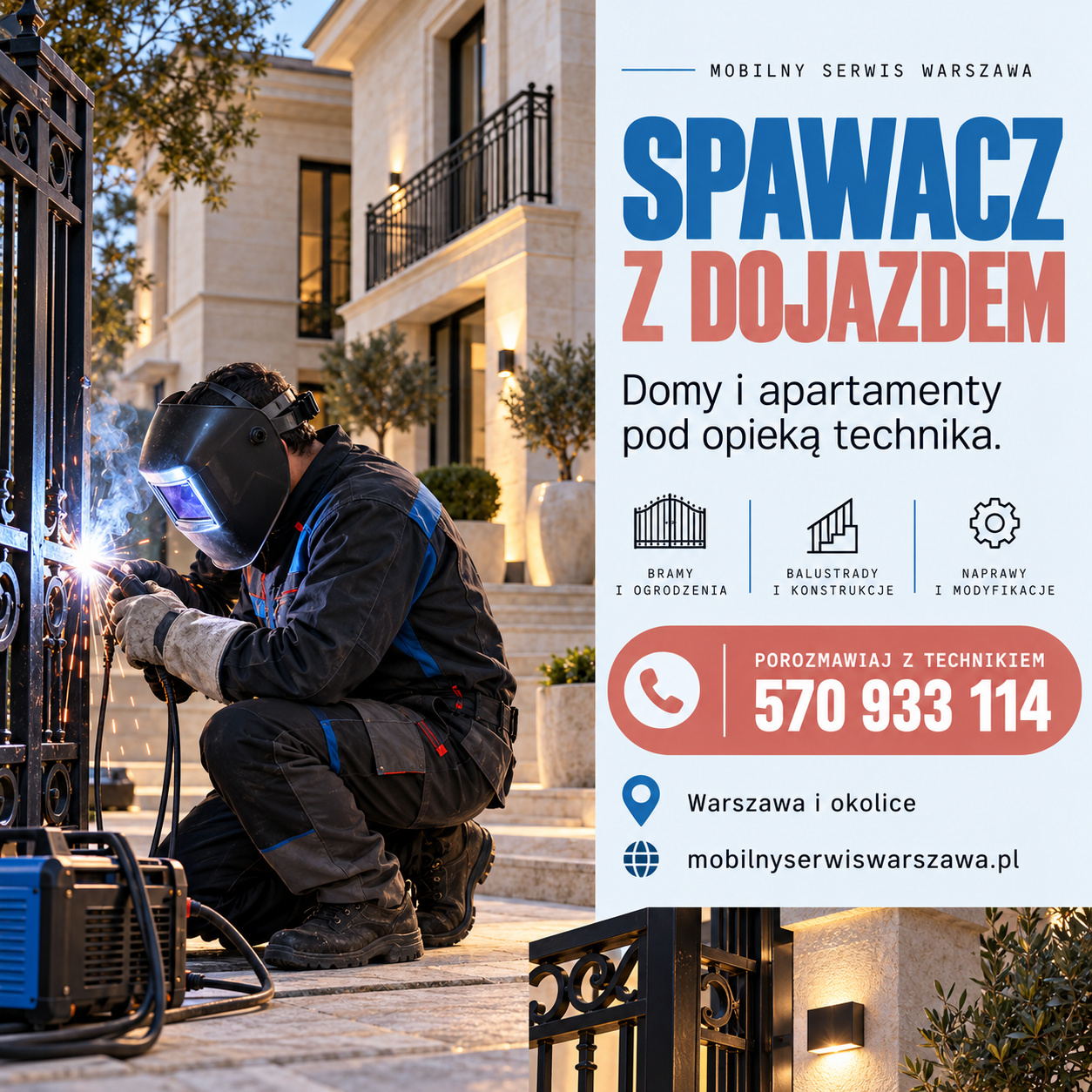Mobilny spawacz z dojazdem — ilustracja usługi