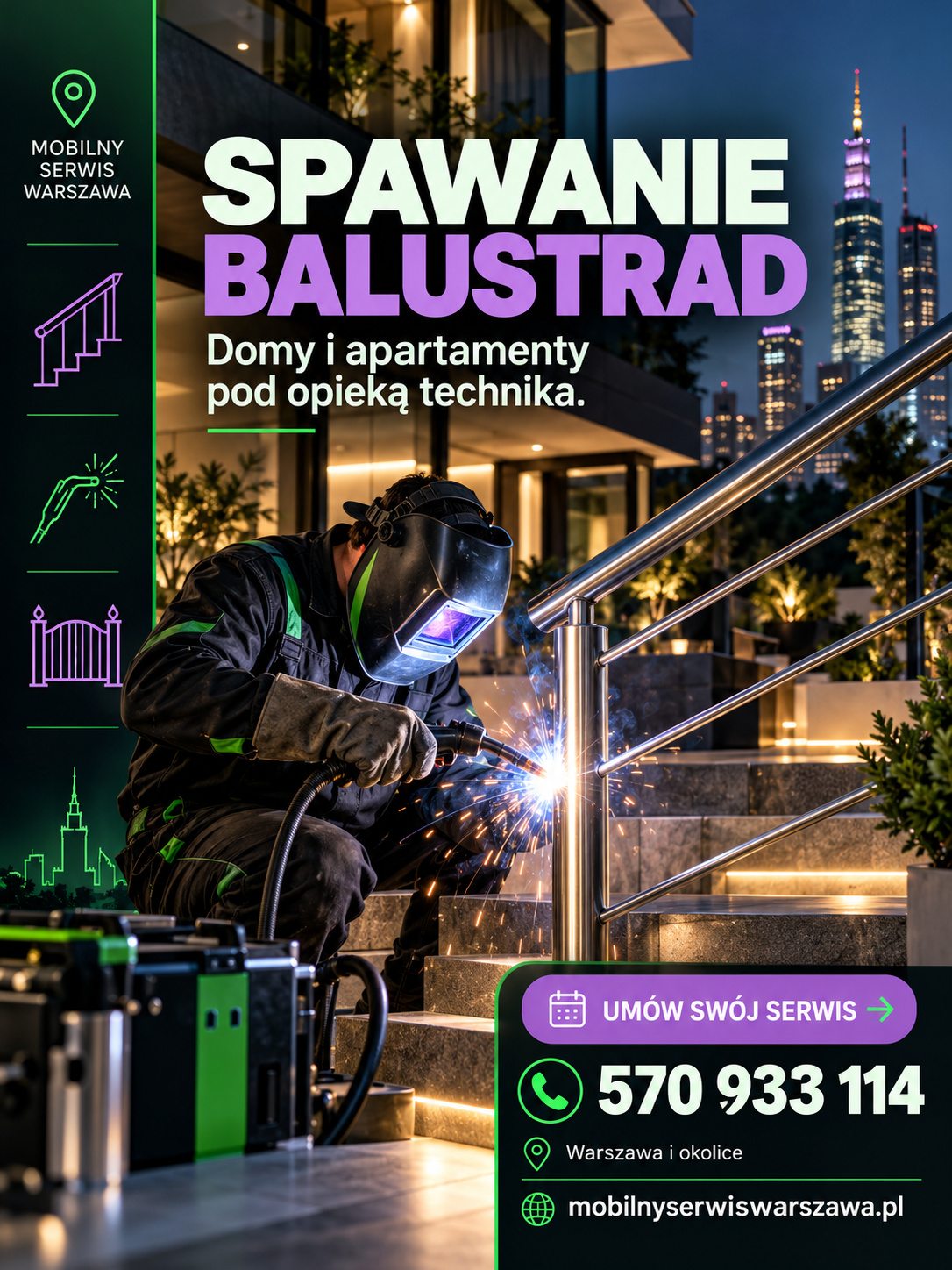 Ilustracja spawania balustrady metalowej